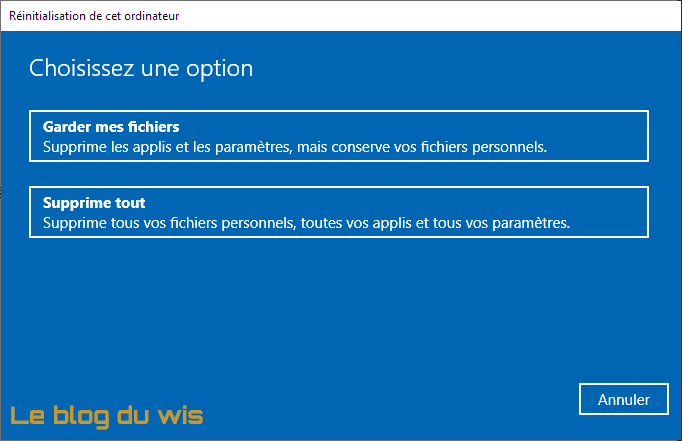 garder mes fichiers ou supprime tout