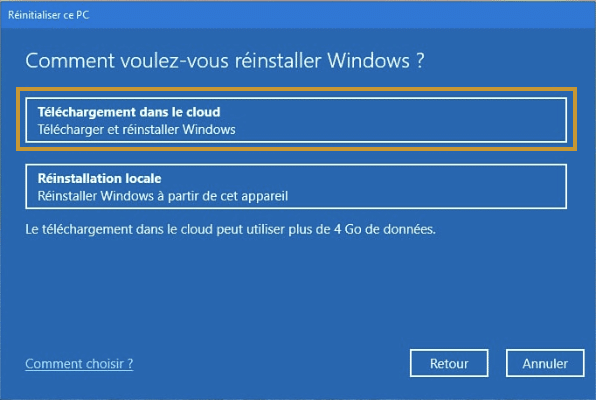 Téléchargement dans le cloud