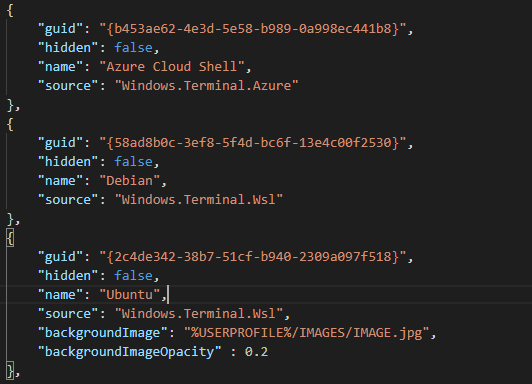 JSON Windows terminal 2