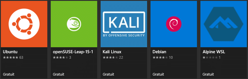Distribution linux sur windows 10